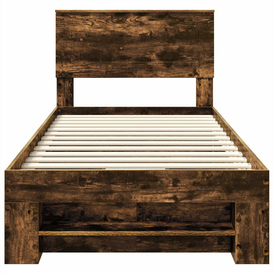 Bedframe met hoofdeinde Gerookt eiken 80 x 200 cm Bewerkt hout