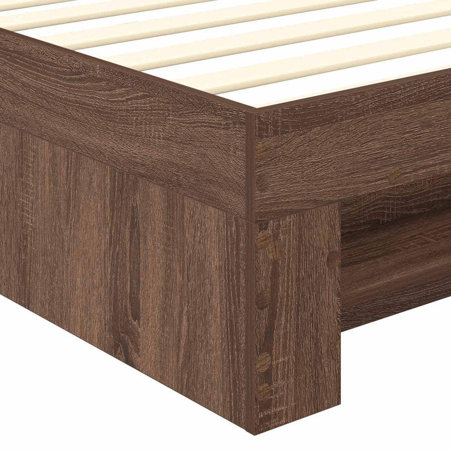 Bedframe met hoofdeinde Bruin Eiken 80 x 200 cm Bewerkt hout
