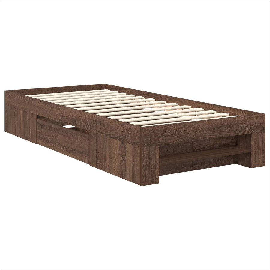 Bedframe met hoofdeinde Bruin Eiken 80 x 200 cm Bewerkt hout