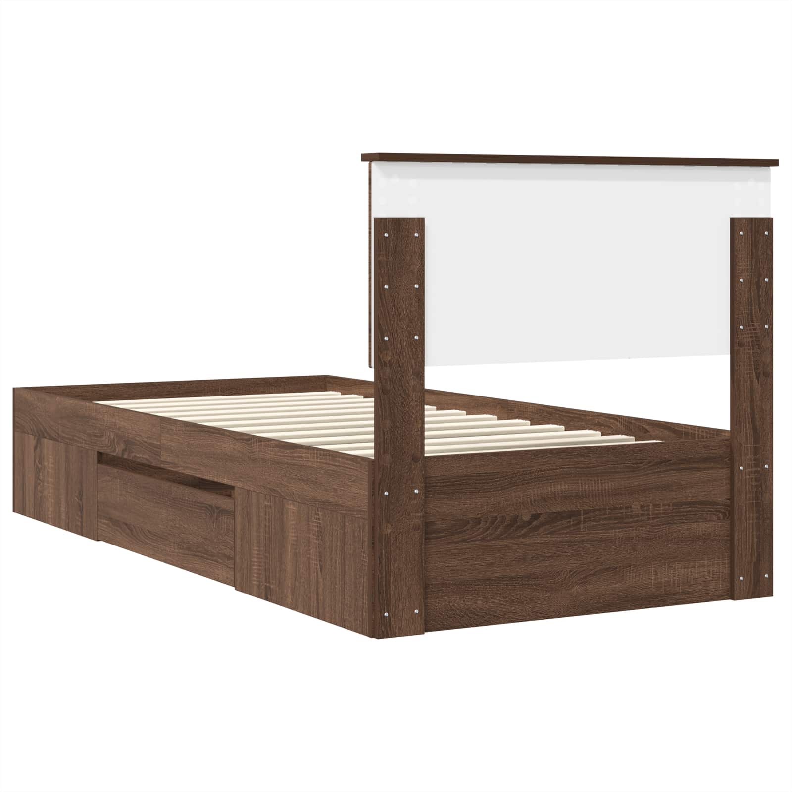 Bedframe met hoofdeinde Bruin Eiken 80 x 200 cm Bewerkt hout