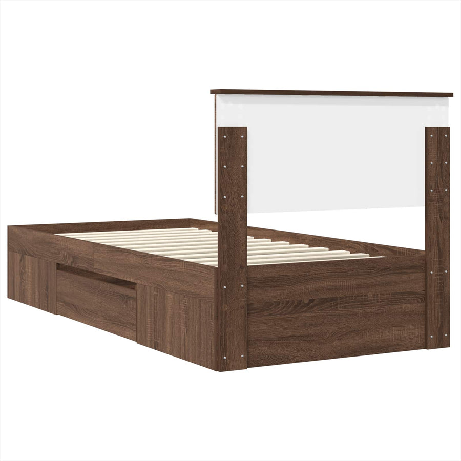 Bedframe met hoofdeinde Bruin Eiken 80 x 200 cm Bewerkt hout