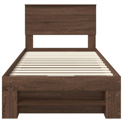 Bedframe met hoofdeinde Bruin Eiken 80 x 200 cm Bewerkt hout