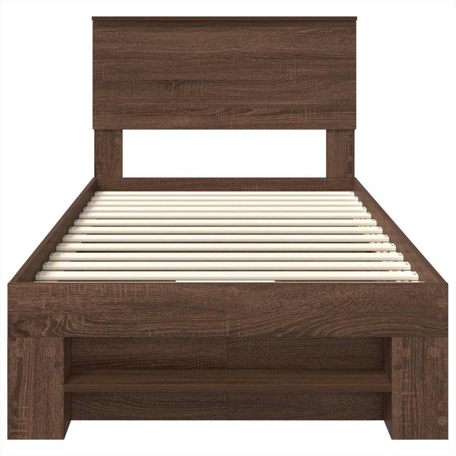 Bedframe met hoofdeinde Bruin Eiken 80 x 200 cm Bewerkt hout