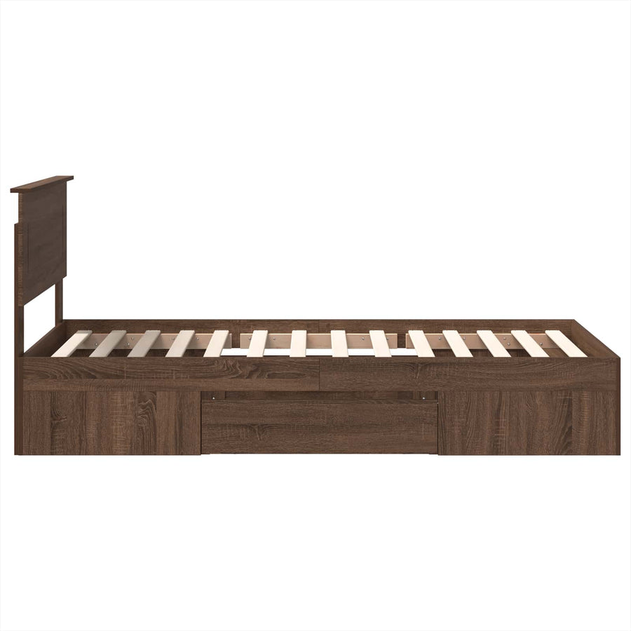 Bedframe met hoofdeinde Bruin Eiken 80 x 200 cm Bewerkt hout