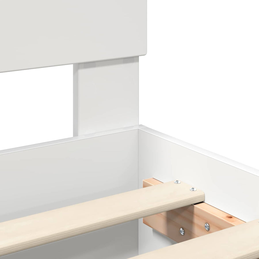 Bedframe met hoofdeinde Wit 200 x 200 cm Bewerkt hout