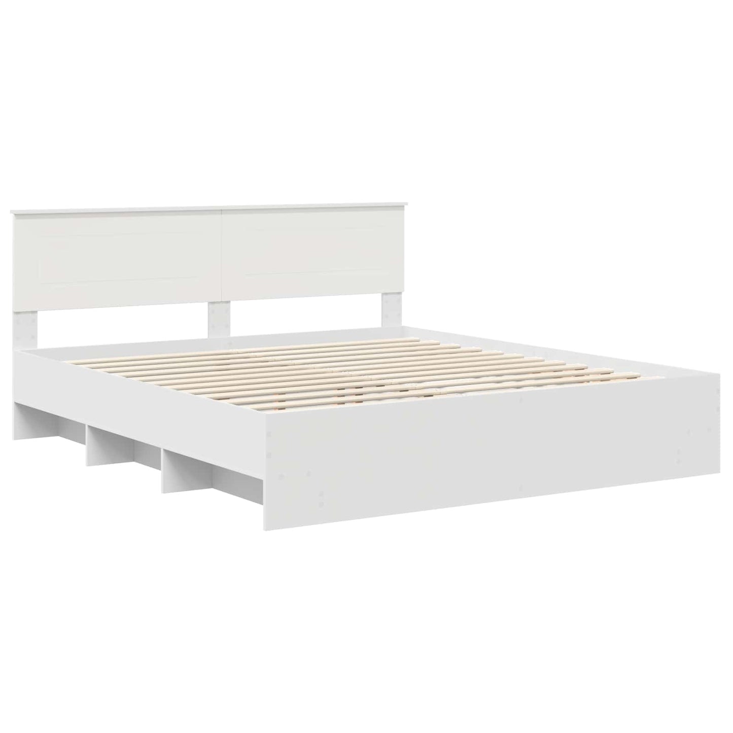 Bedframe met hoofdeinde Wit 200 x 200 cm Bewerkt hout
