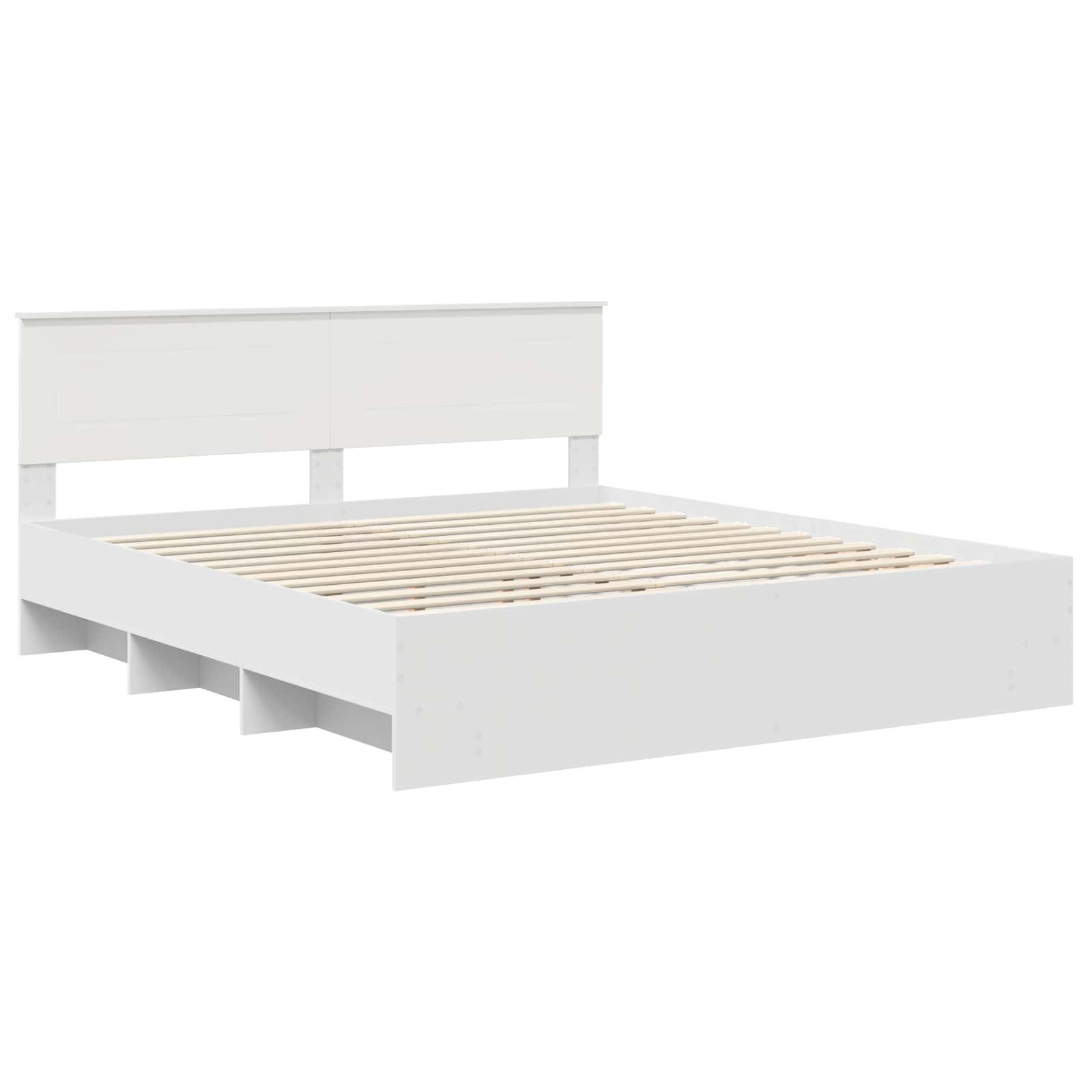 Bedframe met hoofdeinde Wit 200 x 200 cm Bewerkt hout