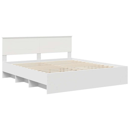 Bedframe met hoofdeinde Wit 200 x 200 cm Bewerkt hout