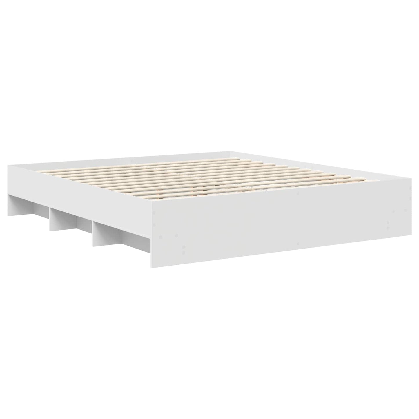 Bedframe met hoofdeinde Wit 200 x 200 cm Bewerkt hout