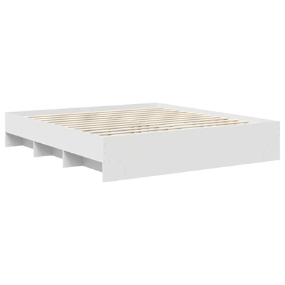 Bedframe met hoofdeinde Wit 200 x 200 cm Bewerkt hout