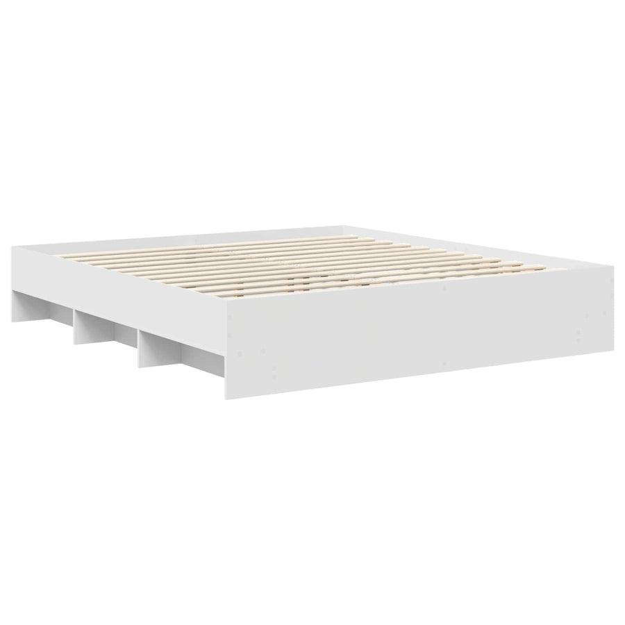 Bedframe met hoofdeinde Wit 200 x 200 cm Bewerkt hout