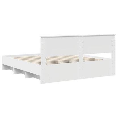 Bedframe met hoofdeinde Wit 200 x 200 cm Bewerkt hout