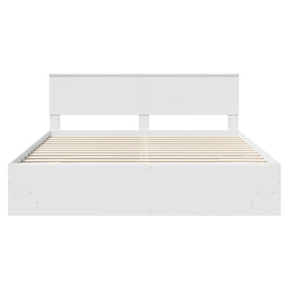 Bedframe met hoofdeinde Wit 200 x 200 cm Bewerkt hout
