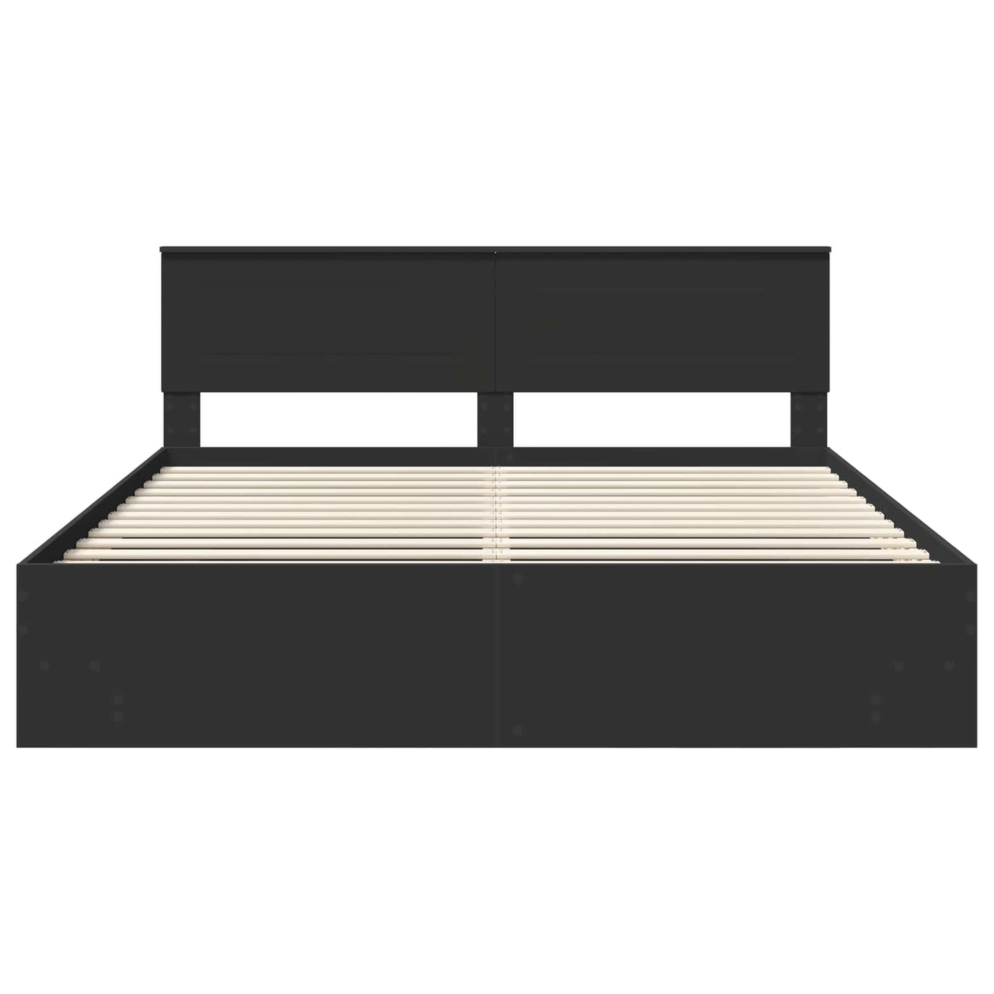 Bedframe met hoofdeinde Zwart 200 x 200 cm Bewerkt hout