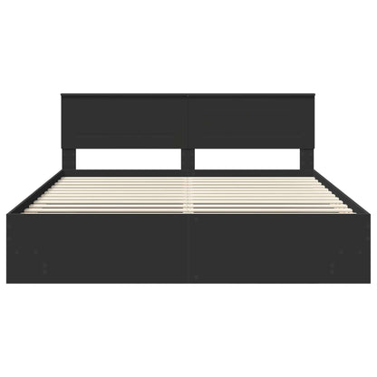 Bedframe met hoofdeinde Zwart 200 x 200 cm Bewerkt hout