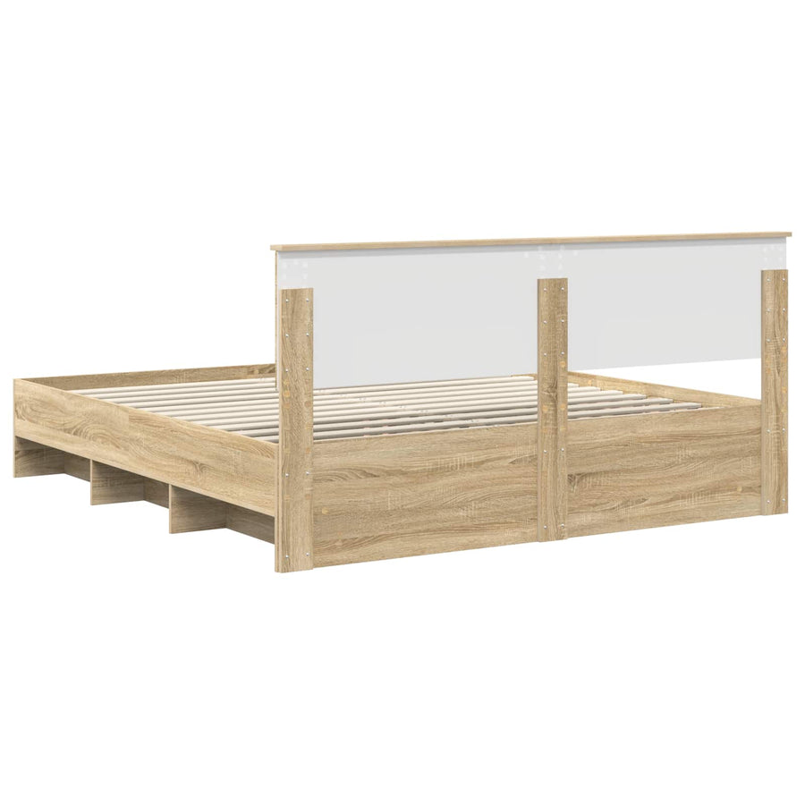 Bedframe met hoofdeinde Sonoma Eiken 200 x 200 cm Bewerkt hout