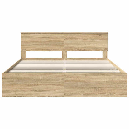 Bedframe met hoofdeinde Sonoma Eiken 200 x 200 cm Bewerkt hout