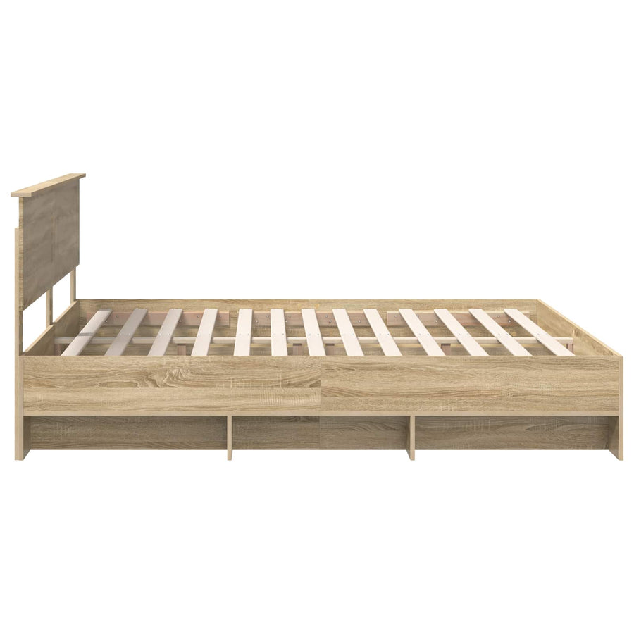 Bedframe met hoofdeinde Sonoma Eiken 200 x 200 cm Bewerkt hout