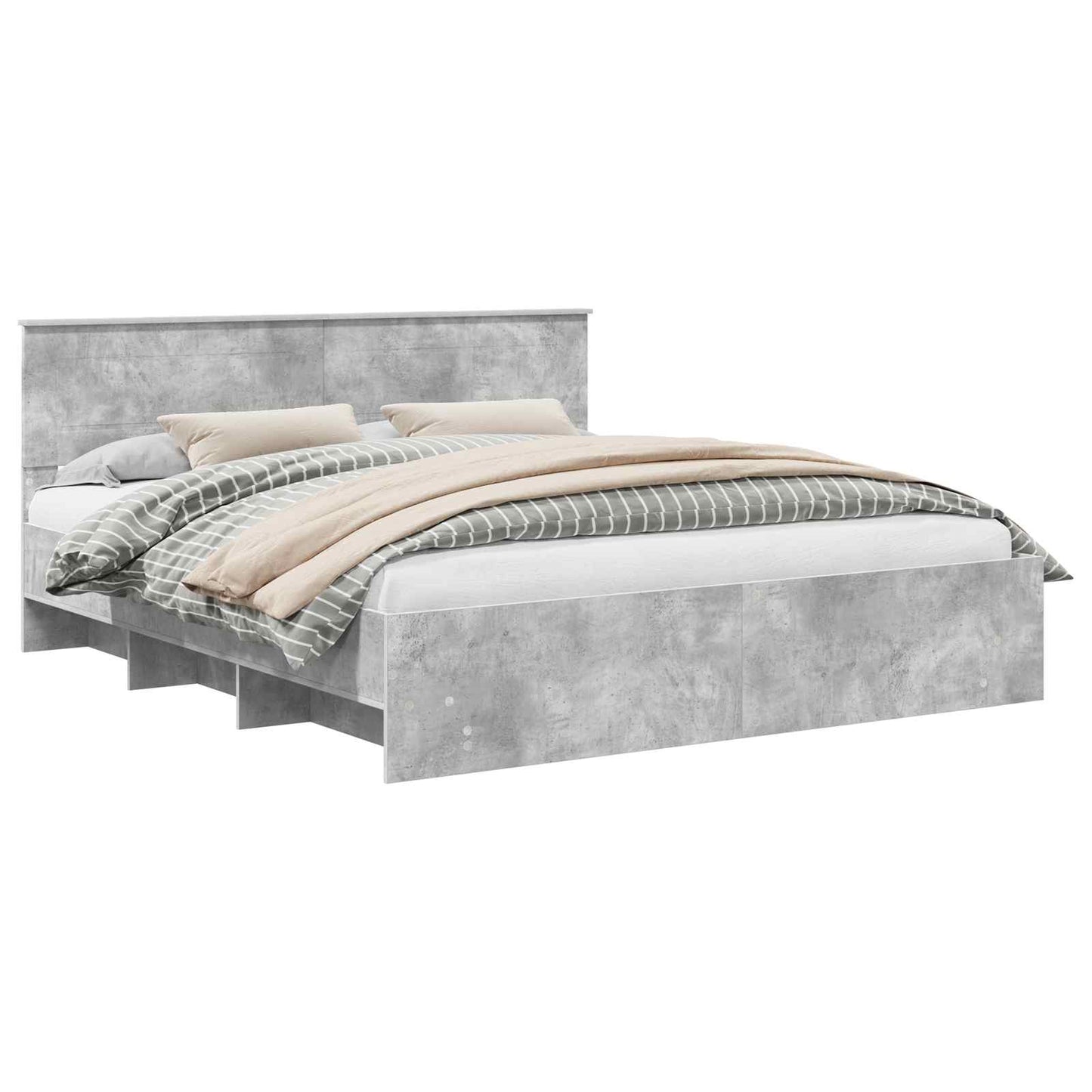 Bedframe met hoofdeinde Beton Grijs 200 x 200 cm Bewerkt hout
