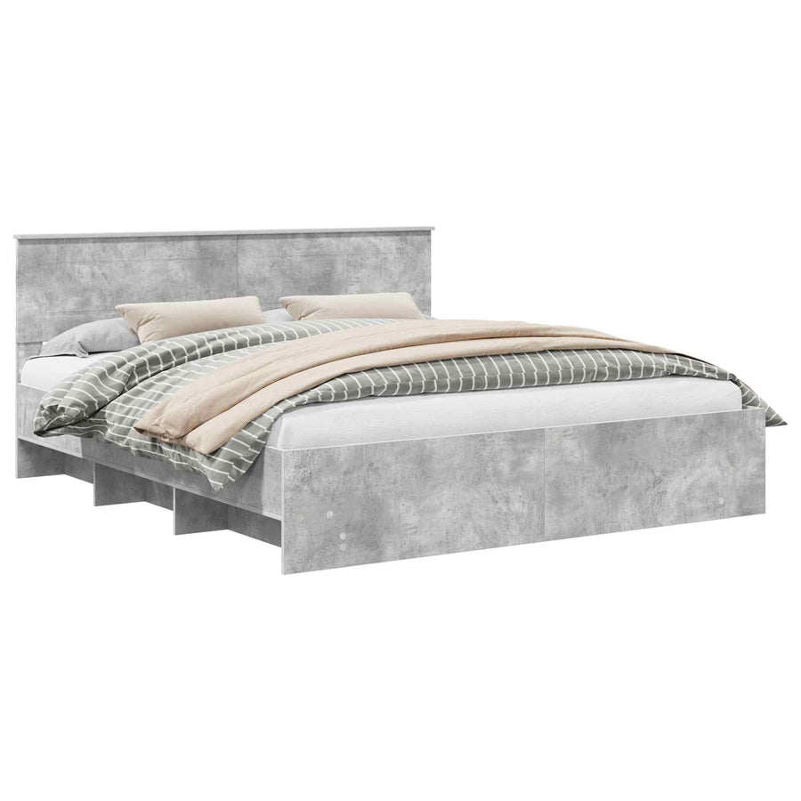 Bedframe met hoofdeinde Beton Grijs 200 x 200 cm Bewerkt hout