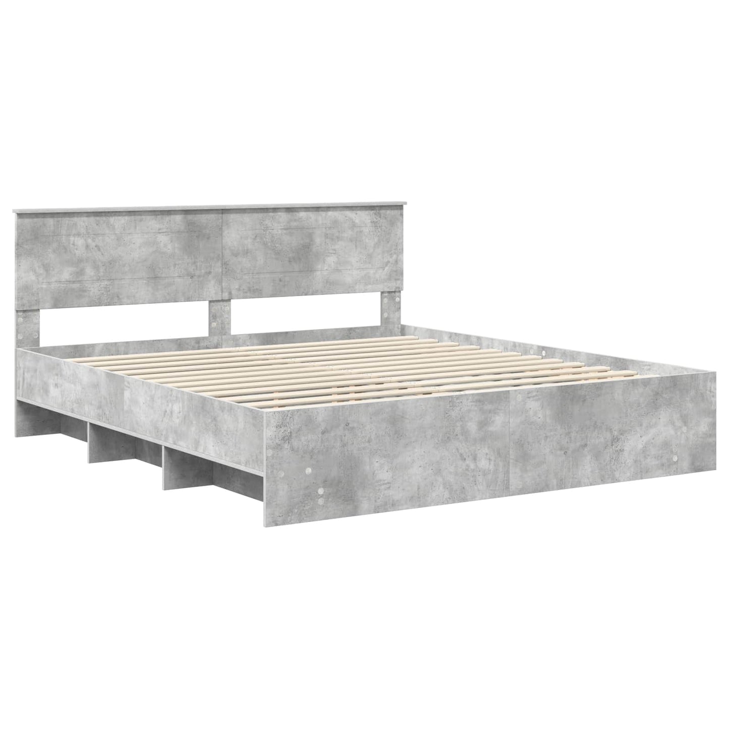Bedframe met hoofdeinde Beton Grijs 200 x 200 cm Bewerkt hout
