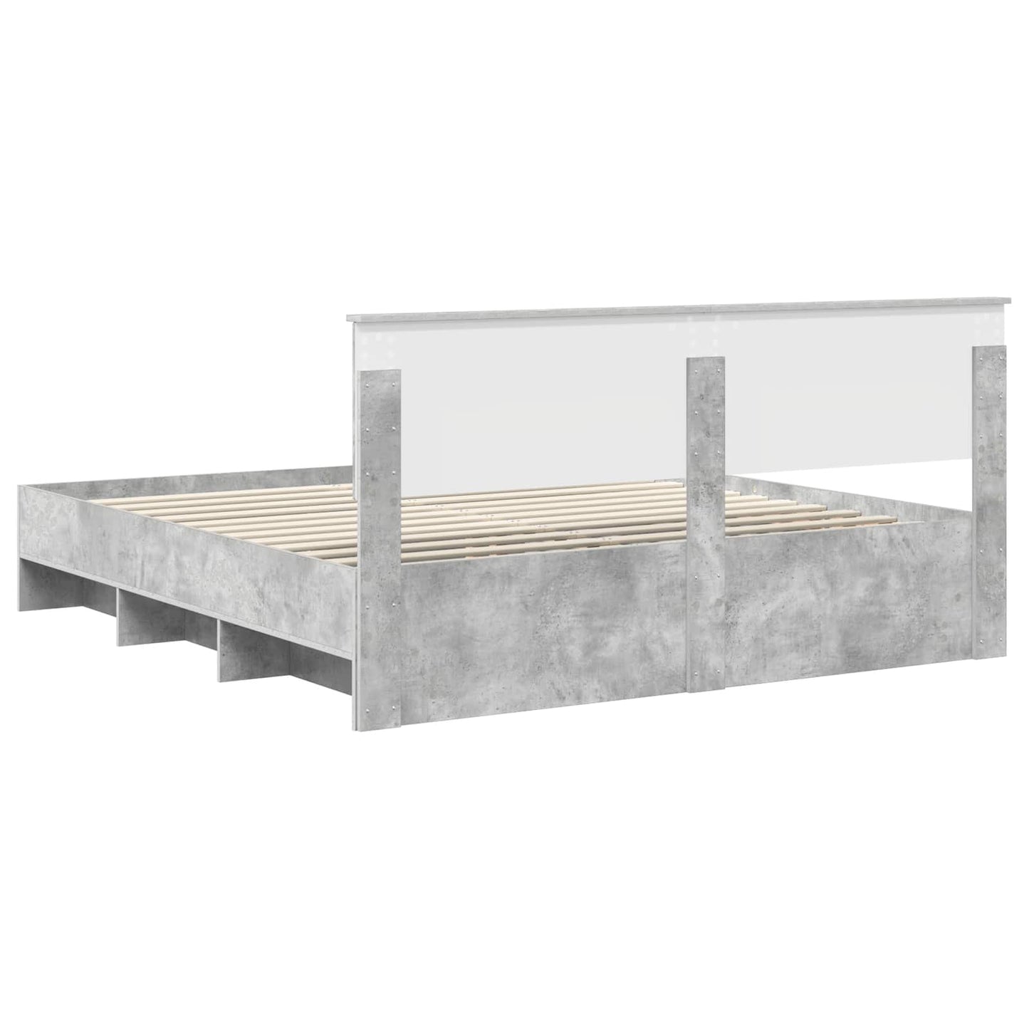 Bedframe met hoofdeinde Beton Grijs 200 x 200 cm Bewerkt hout