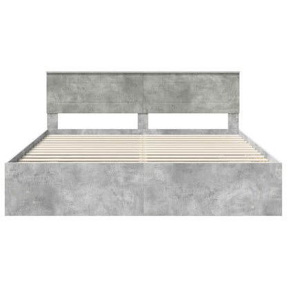Bedframe met hoofdeinde Beton Grijs 200 x 200 cm Bewerkt hout