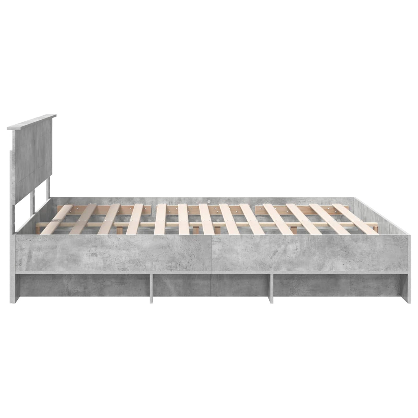 Bedframe met hoofdeinde Beton Grijs 200 x 200 cm Bewerkt hout