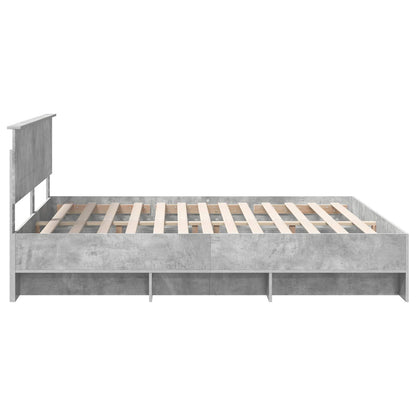Bedframe met hoofdeinde Beton Grijs 200 x 200 cm Bewerkt hout