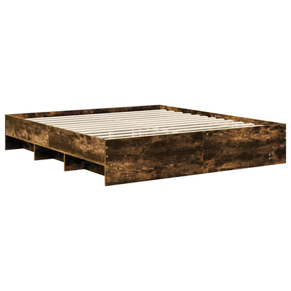 Bedframe met hoofdeinde Gerookt eiken 200 x 200 cm Bewerkt hout