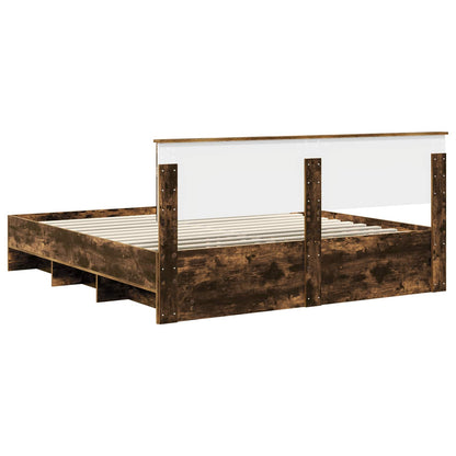 Bedframe met hoofdeinde Gerookt eiken 200 x 200 cm Bewerkt hout