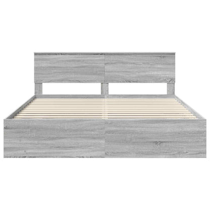 Bedframe met hoofdeinde Grijs Sonoma 200 x 200 cm Bewerkt hout