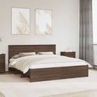 Bedframe 200x200 cm bruin eiken bewerkt hout