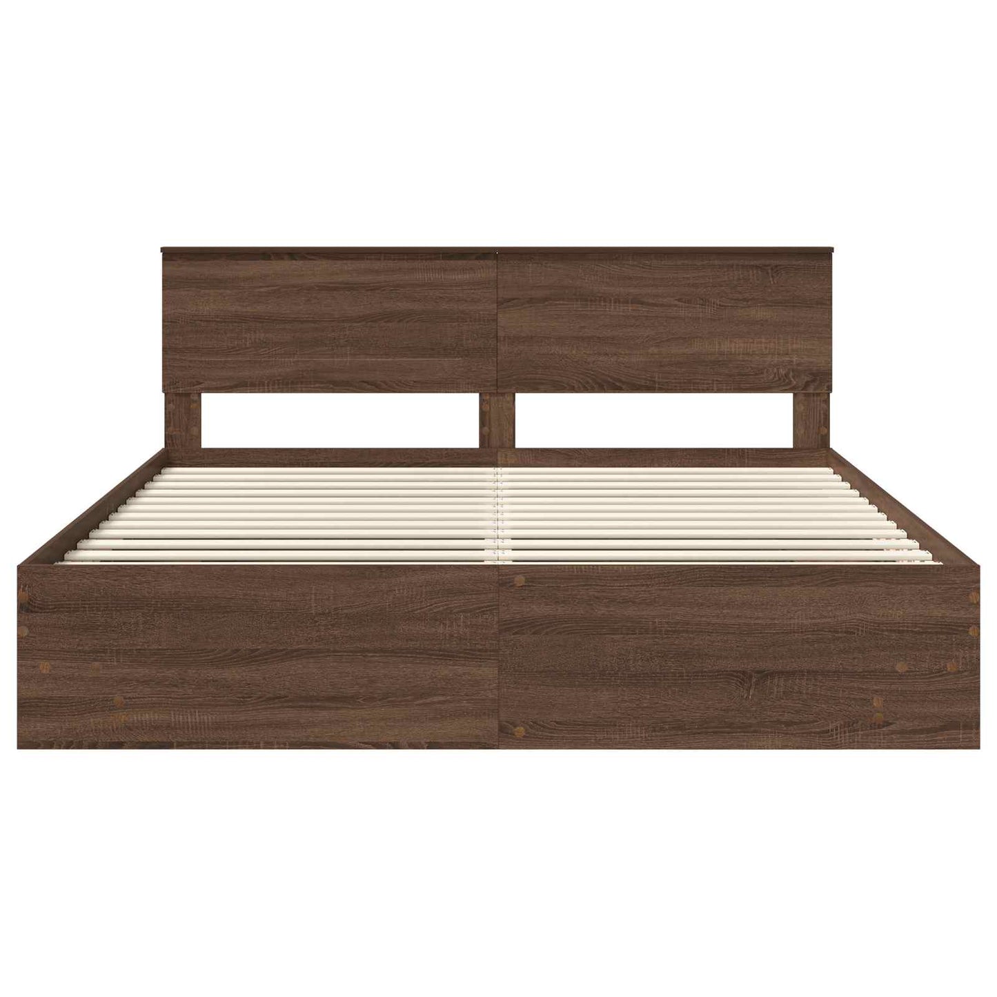 Bedframe met hoofdeinde Bruin Eiken 200 x 200 cm Bewerkt hout