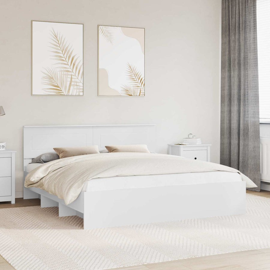 Bedframe met hoofdeinde Wit 180 x 200 cm Bewerkt hout
