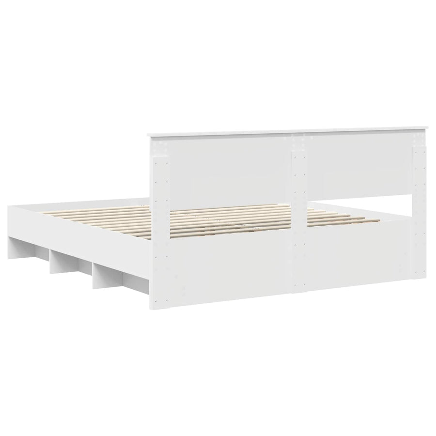 Bedframe met hoofdeinde Wit 180 x 200 cm Bewerkt hout