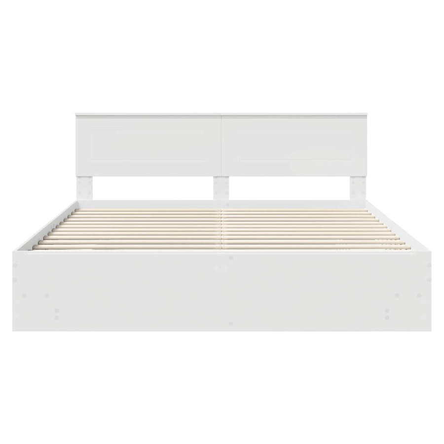 Bedframe met hoofdeinde Wit 180 x 200 cm Bewerkt hout