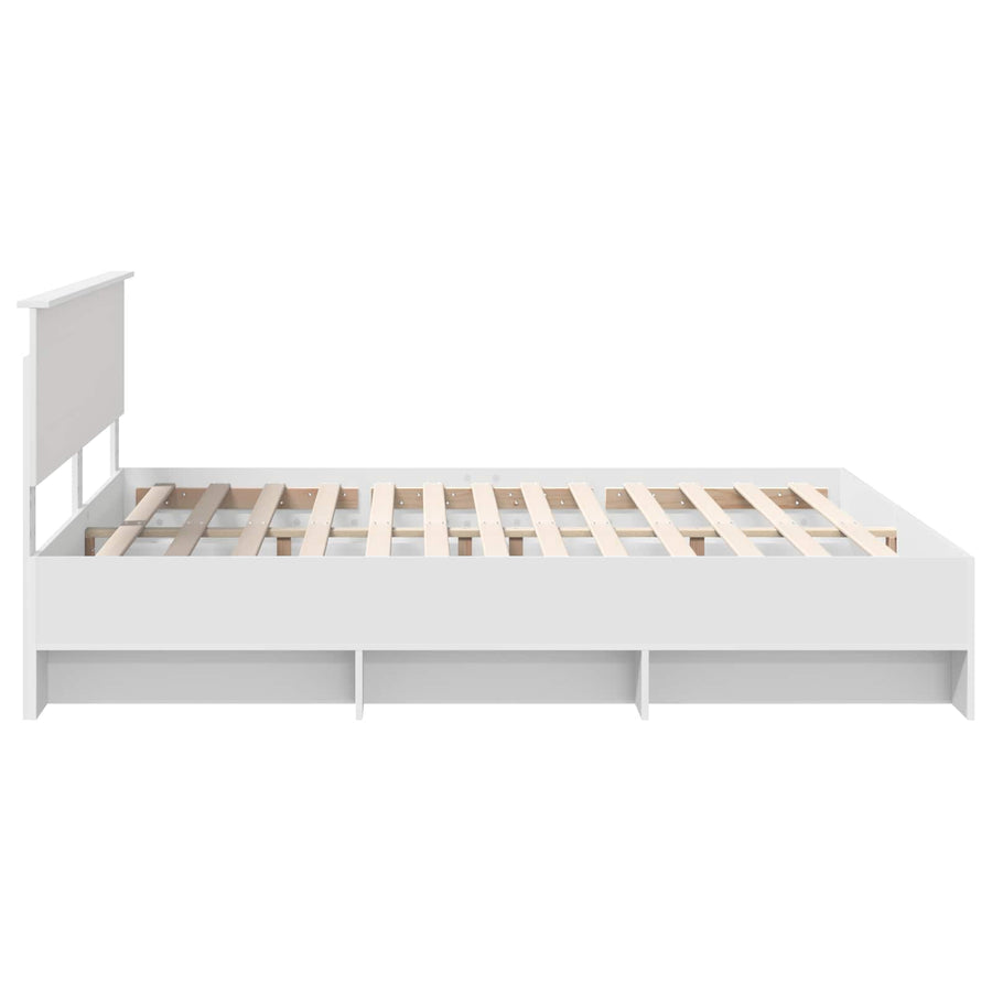 Bedframe met hoofdeinde Wit 180 x 200 cm Bewerkt hout