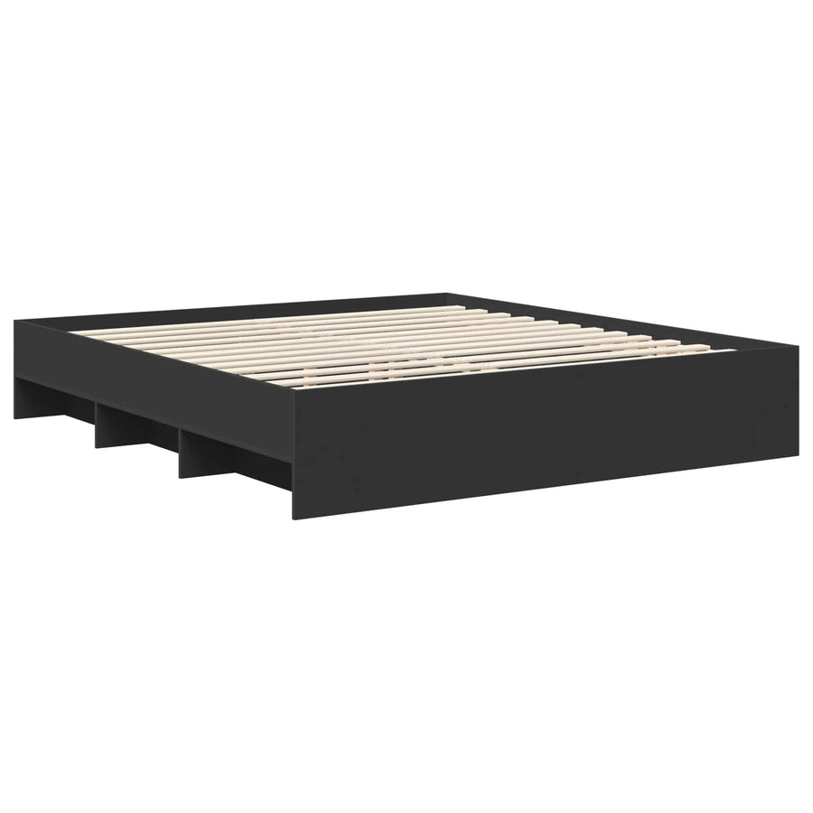 Bedframe met hoofdeinde Zwart 180 x 200 cm Bewerkt hout