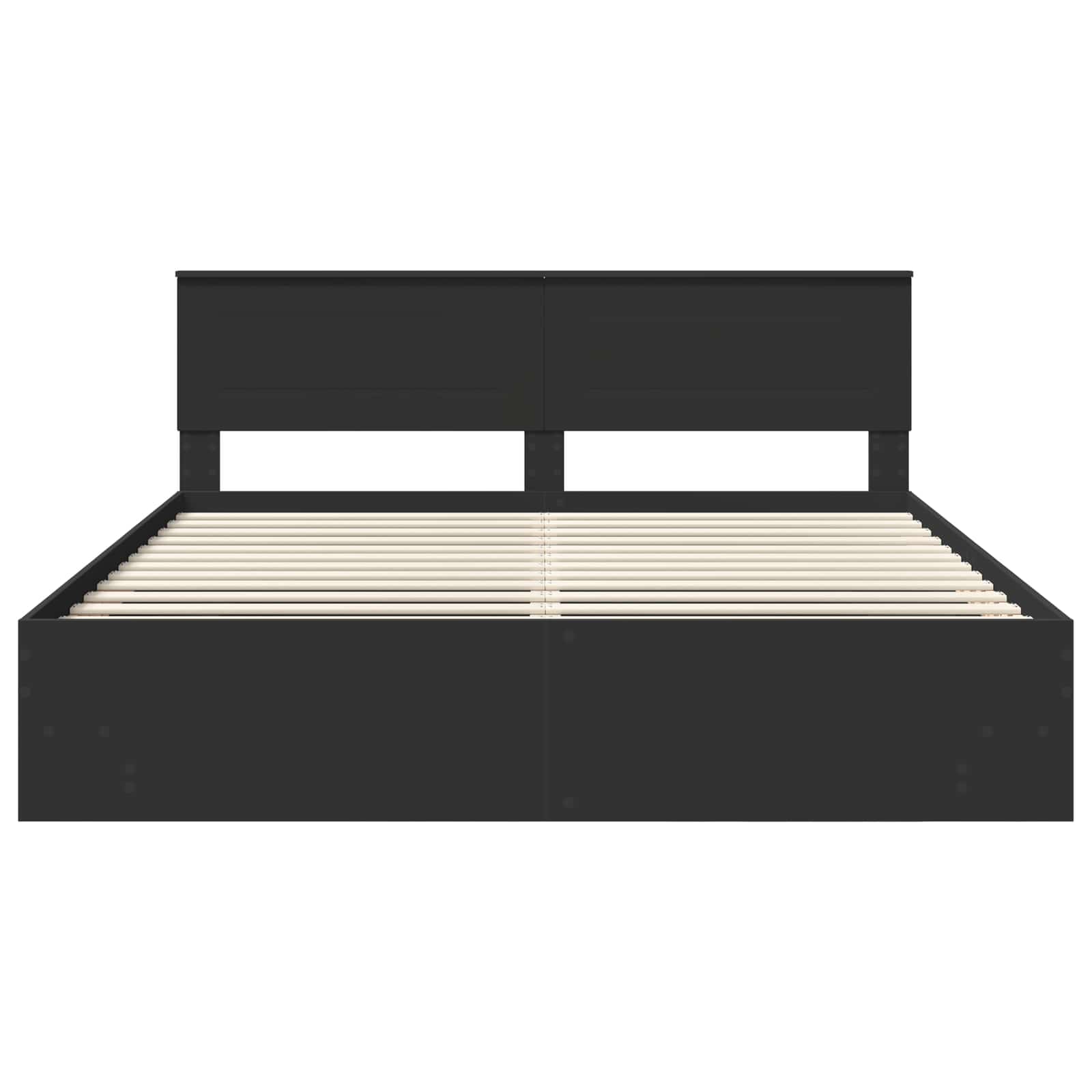 Bedframe met hoofdeinde Zwart 180 x 200 cm Bewerkt hout