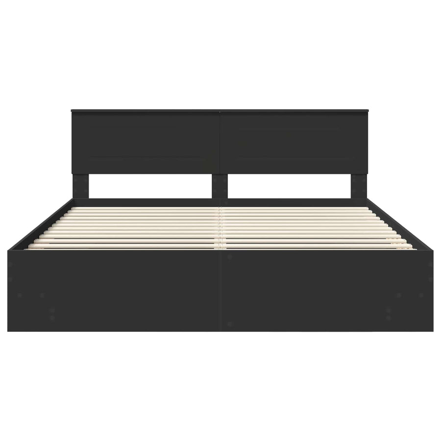 Bedframe met hoofdeinde Zwart 180 x 200 cm Bewerkt hout