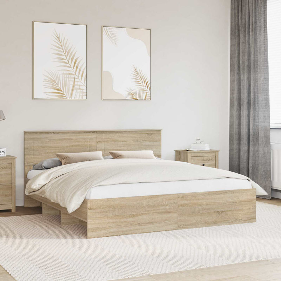 Bedframe met hoofdeinde Sonoma Eiken 180 x 200 cm Bewerkt hout