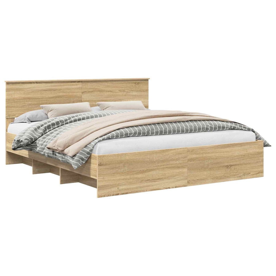Bedframe met hoofdeinde Sonoma Eiken 180 x 200 cm Bewerkt hout