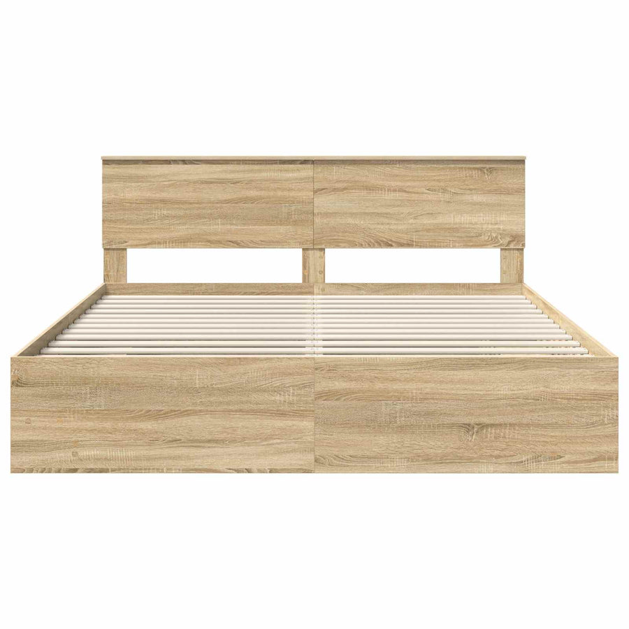 Bedframe met hoofdeinde Sonoma Eiken 180 x 200 cm Bewerkt hout