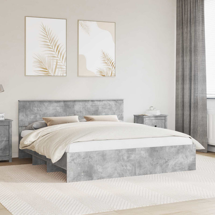 Bedframe met hoofdeinde Beton Grijs 180 x 200 cm Bewerkt hout