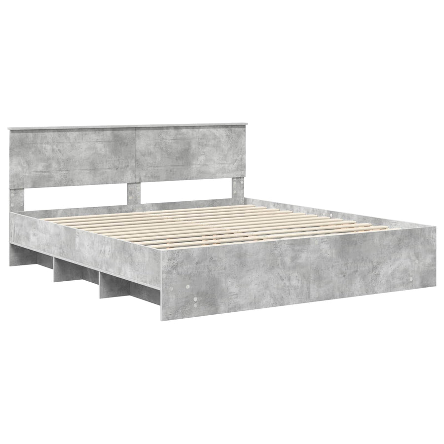 Bedframe met hoofdeinde Beton Grijs 180 x 200 cm Bewerkt hout