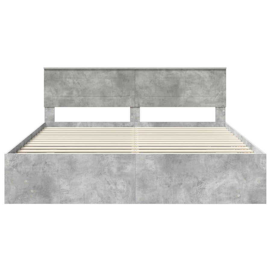 Bedframe met hoofdeinde Beton Grijs 180 x 200 cm Bewerkt hout