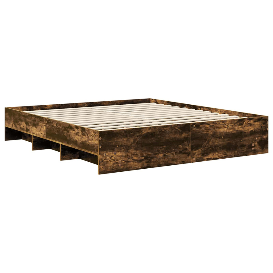 Bedframe met hoofdeinde Gerookt eiken 180 x 200 cm Bewerkt hout