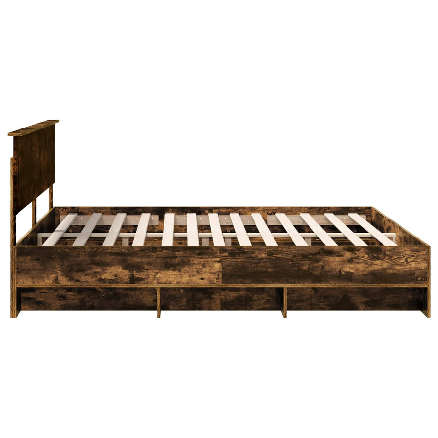 Bedframe met hoofdeinde Gerookt eiken 180 x 200 cm Bewerkt hout