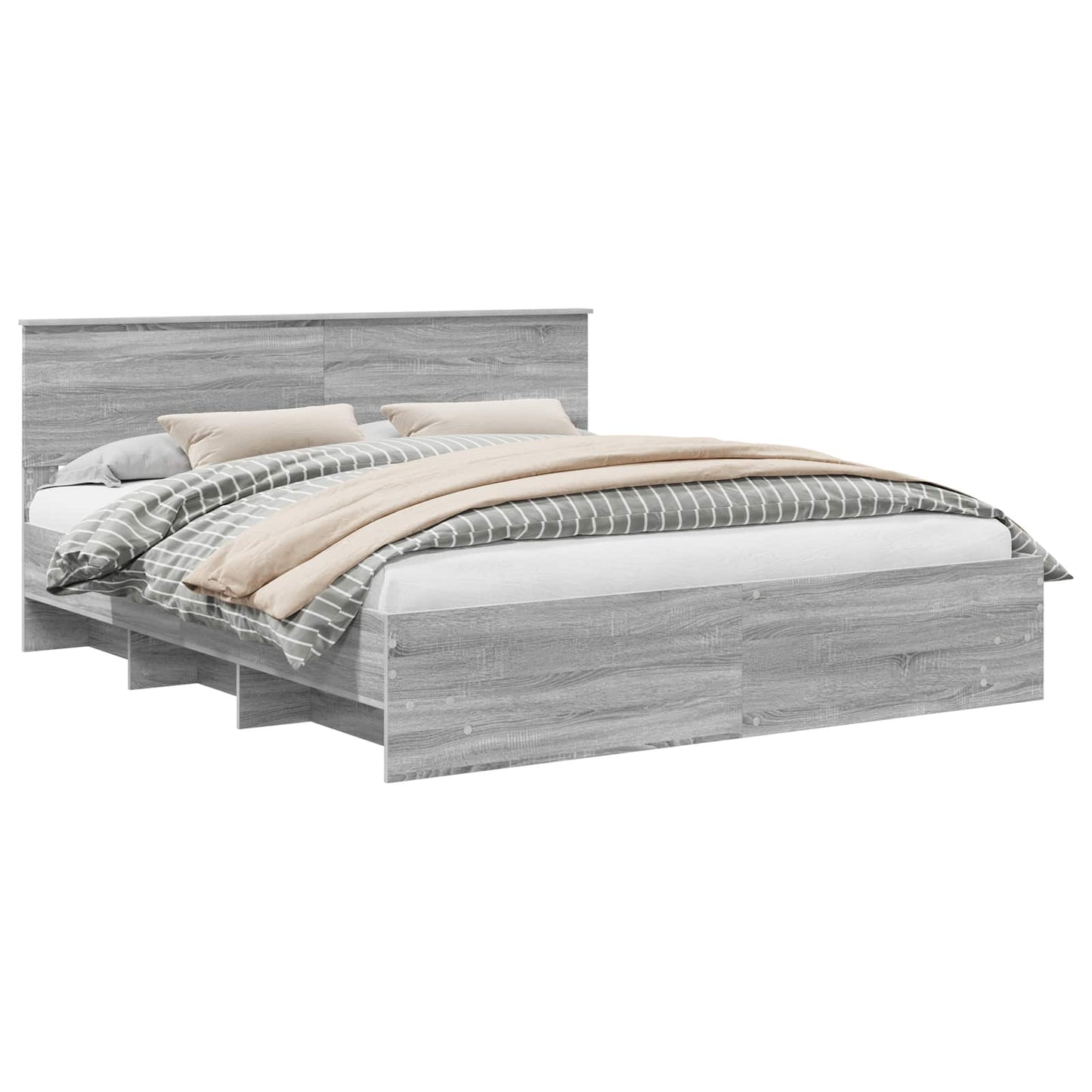 Bedframe met hoofdeinde Grijs Sonoma 180 x 200 cm Bewerkt hout